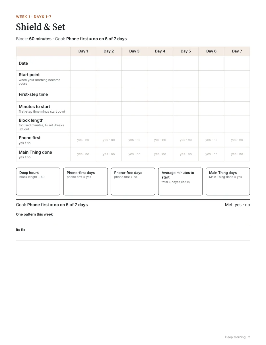 Printable Tracker, week 1 page